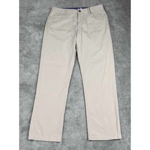 Johnnie-O Prep-Formance Pants Mens 32x30 Beige Straight Leg Stretch Preppy Golf - Picture 1 of 11